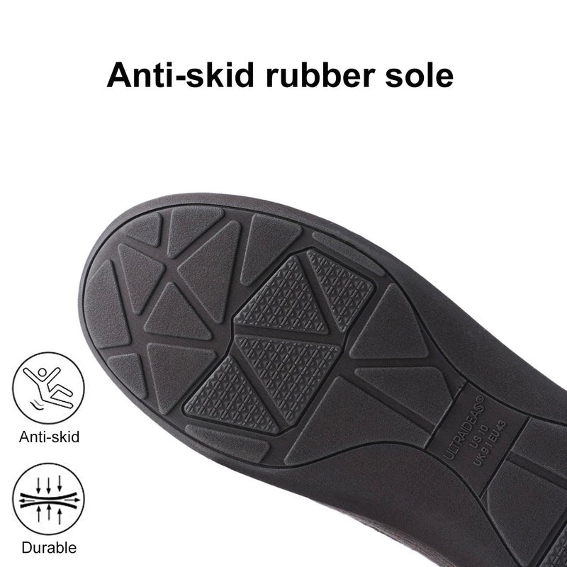 ULTRAIDEAS Men's Moc-Toe Slippers Loafer House Shoes Indoor Outdoor Memory Foam with Breathable&Warm Knit Upper, Charcoal Grey, 8 US - Image 5